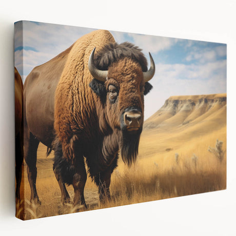 Large canvas print depicting a serene North Dakota landscape in muted green and brown tones, suitable for kitchen wall art.