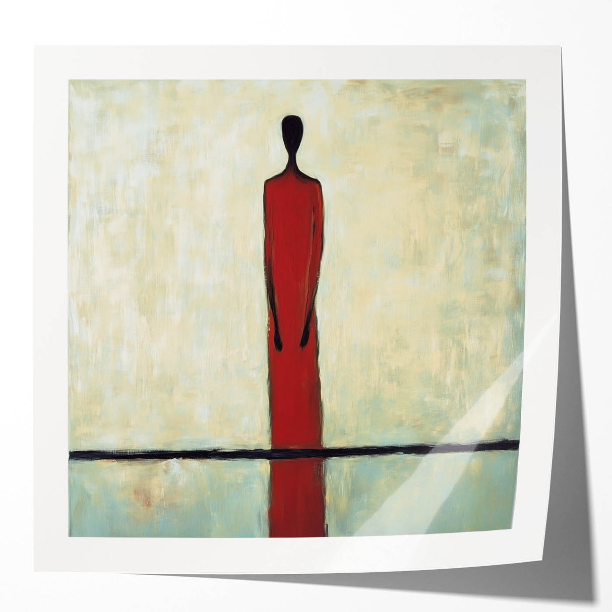 Glossy abstract figurative photo print mockup set showcasing vibrant colors and dynamic shapes, ideal for art displays or promotional materials.