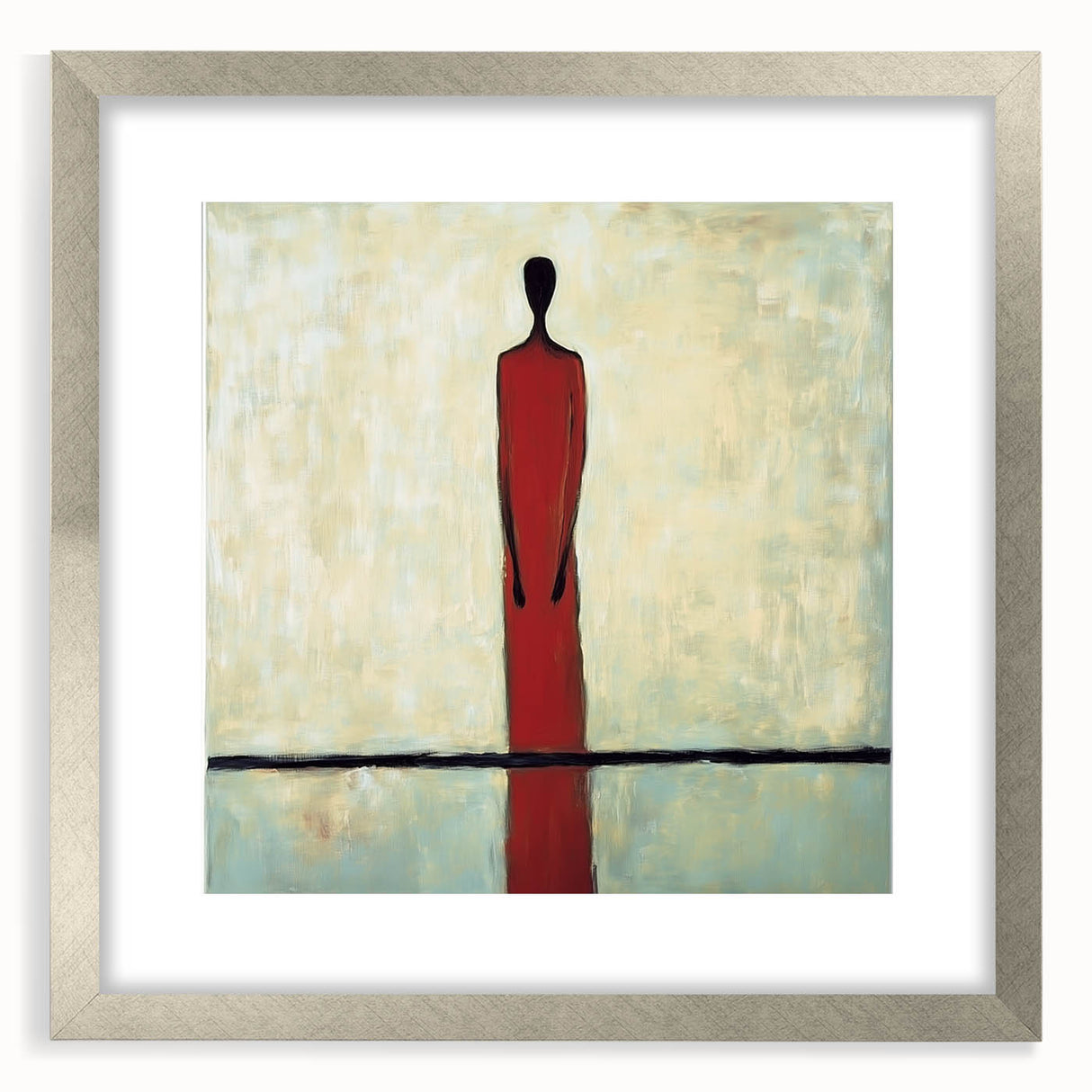 Abstract figurative frame with a sleek silver finish, showcasing a modern artistic design. Perfect for enhancing contemporary decor, ideal for living spaces.