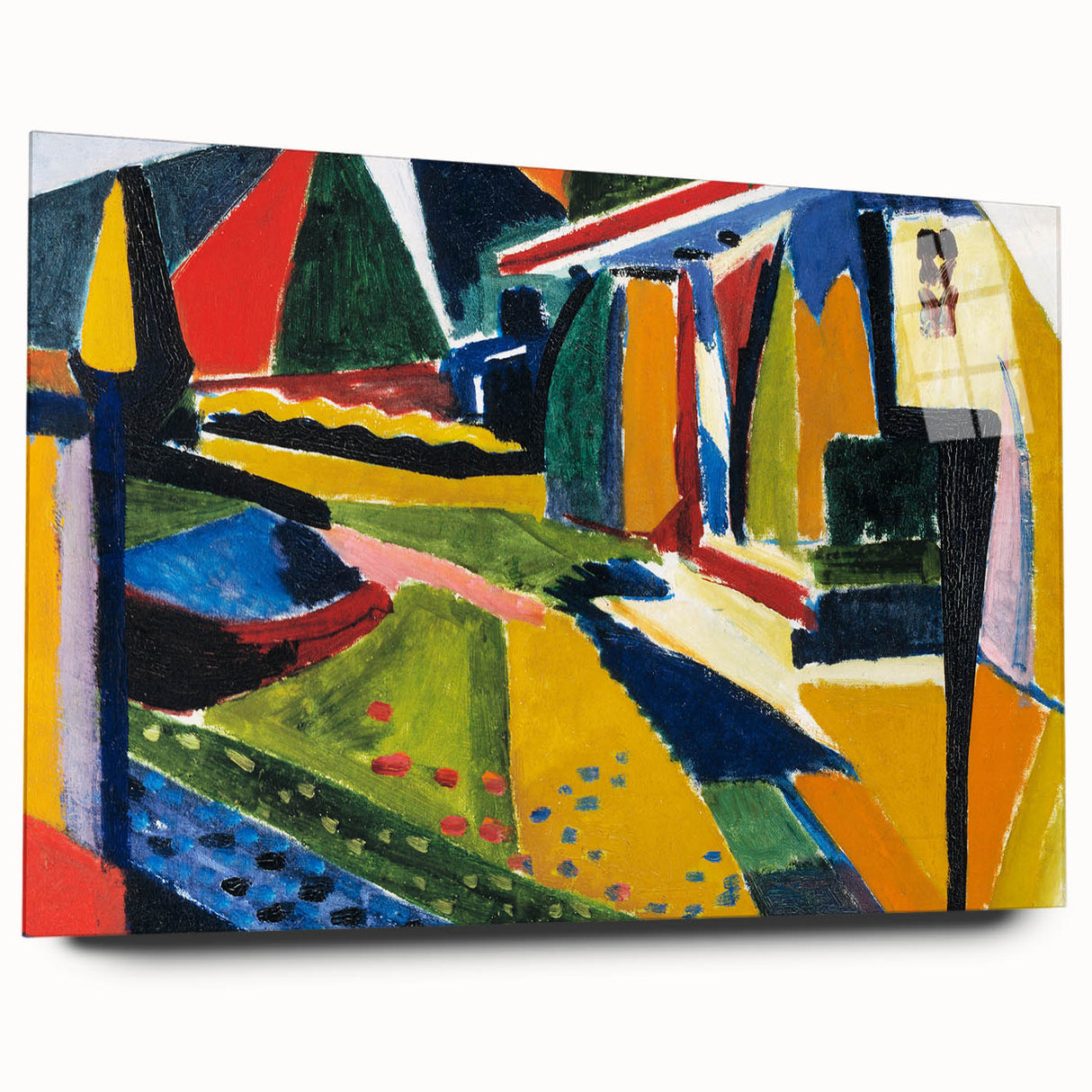 Modern Wall Art: Bold Abstract Landscape with Vibrant Geometric Design