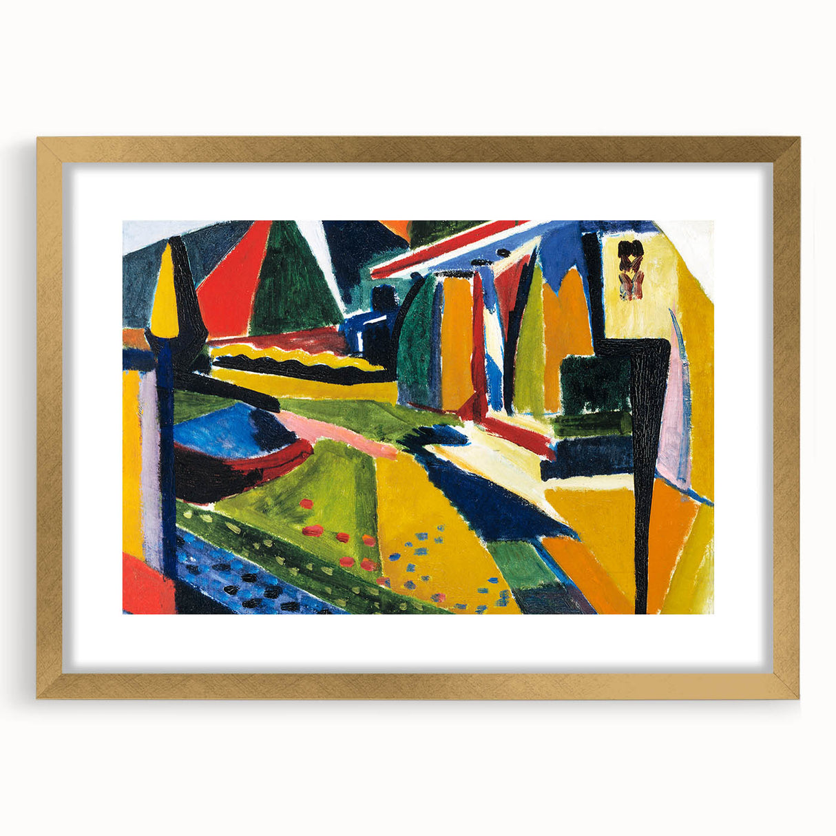 Modern Wall Art: Bold Abstract Landscape with Vibrant Geometric Design