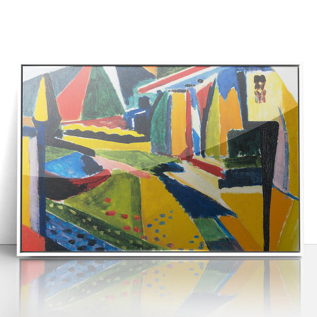 Modern Wall Art: Bold Abstract Landscape with Vibrant Geometric Design