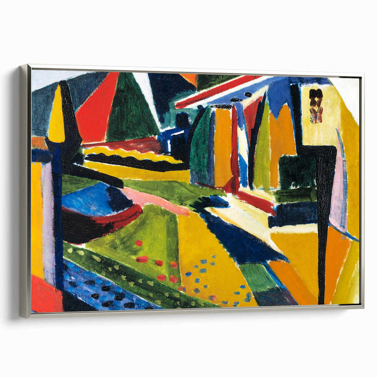 Modern Wall Art: Bold Abstract Landscape with Vibrant Geometric Design