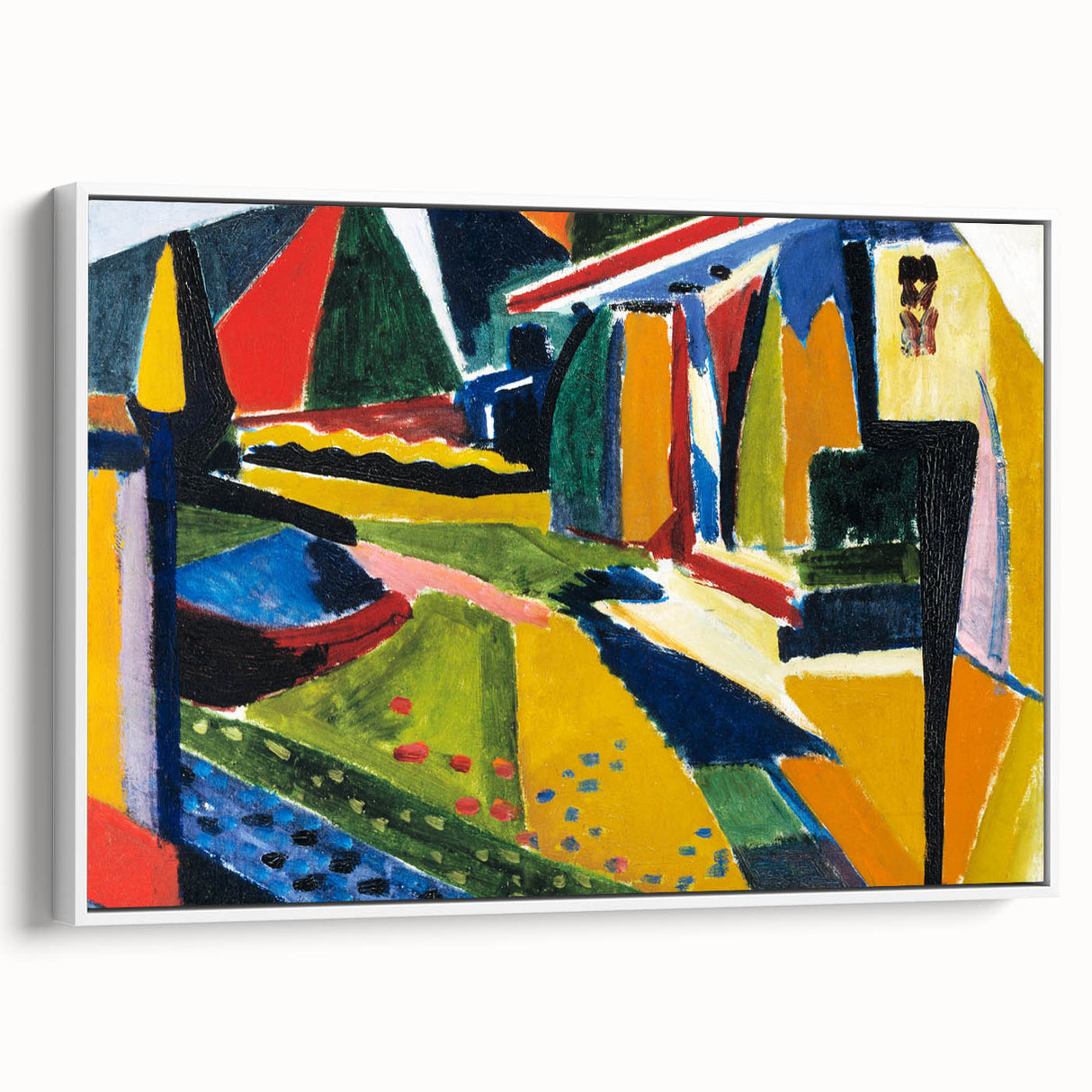 Modern Wall Art: Bold Abstract Landscape with Vibrant Geometric Design