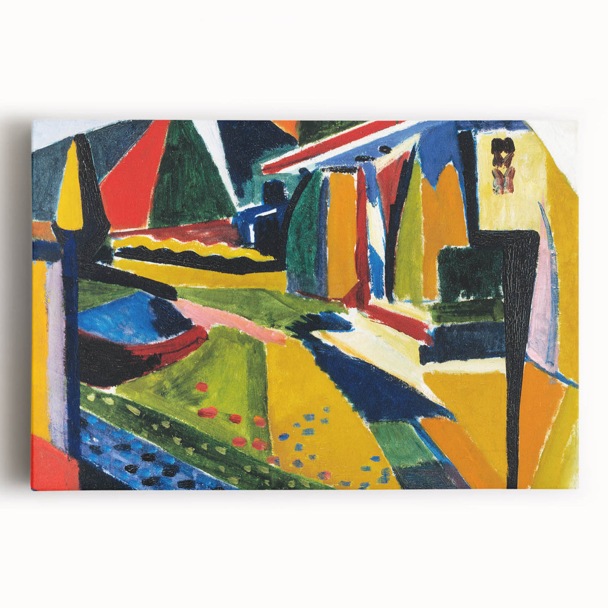 Modern Wall Art: Bold Abstract Landscape with Vibrant Geometric Design