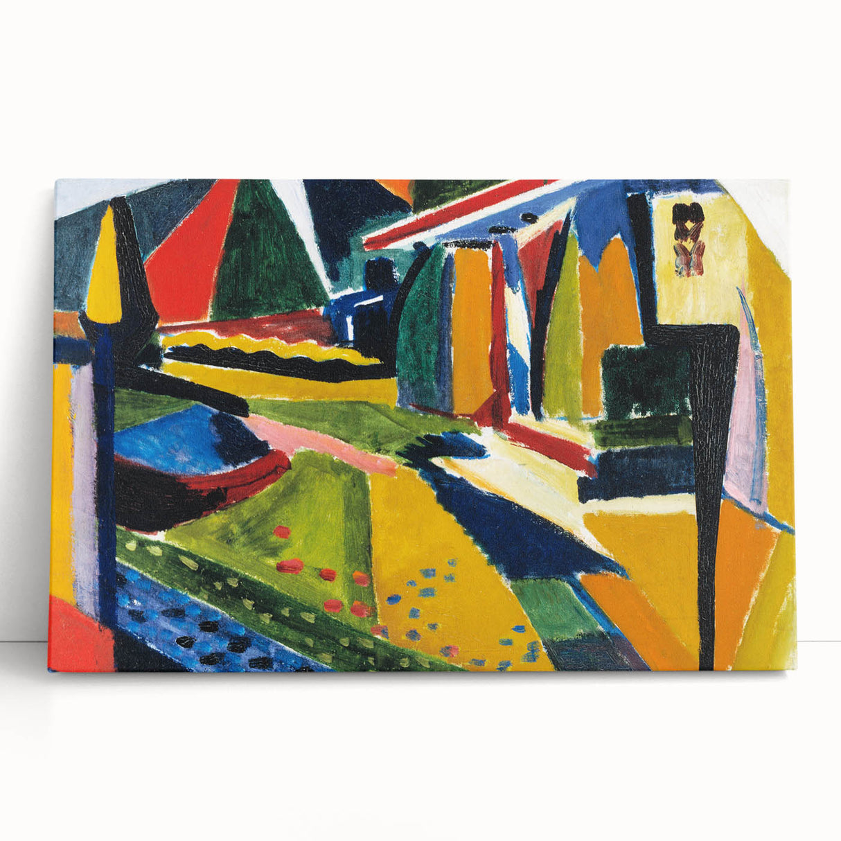 Modern Wall Art: Bold Abstract Landscape with Vibrant Geometric Design