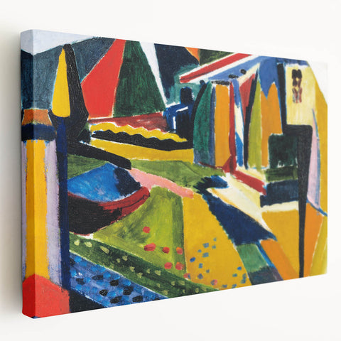 Modern Wall Art: Bold Abstract Landscape with Vibrant Geometric Design