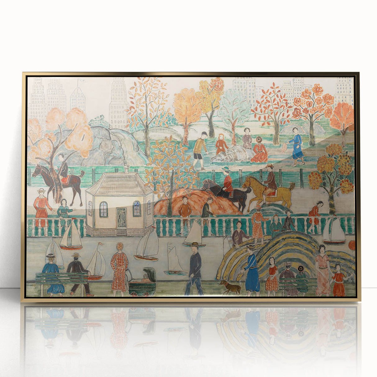 Modern Wall Art: Charming Central Park Scene with Vibrant City Life