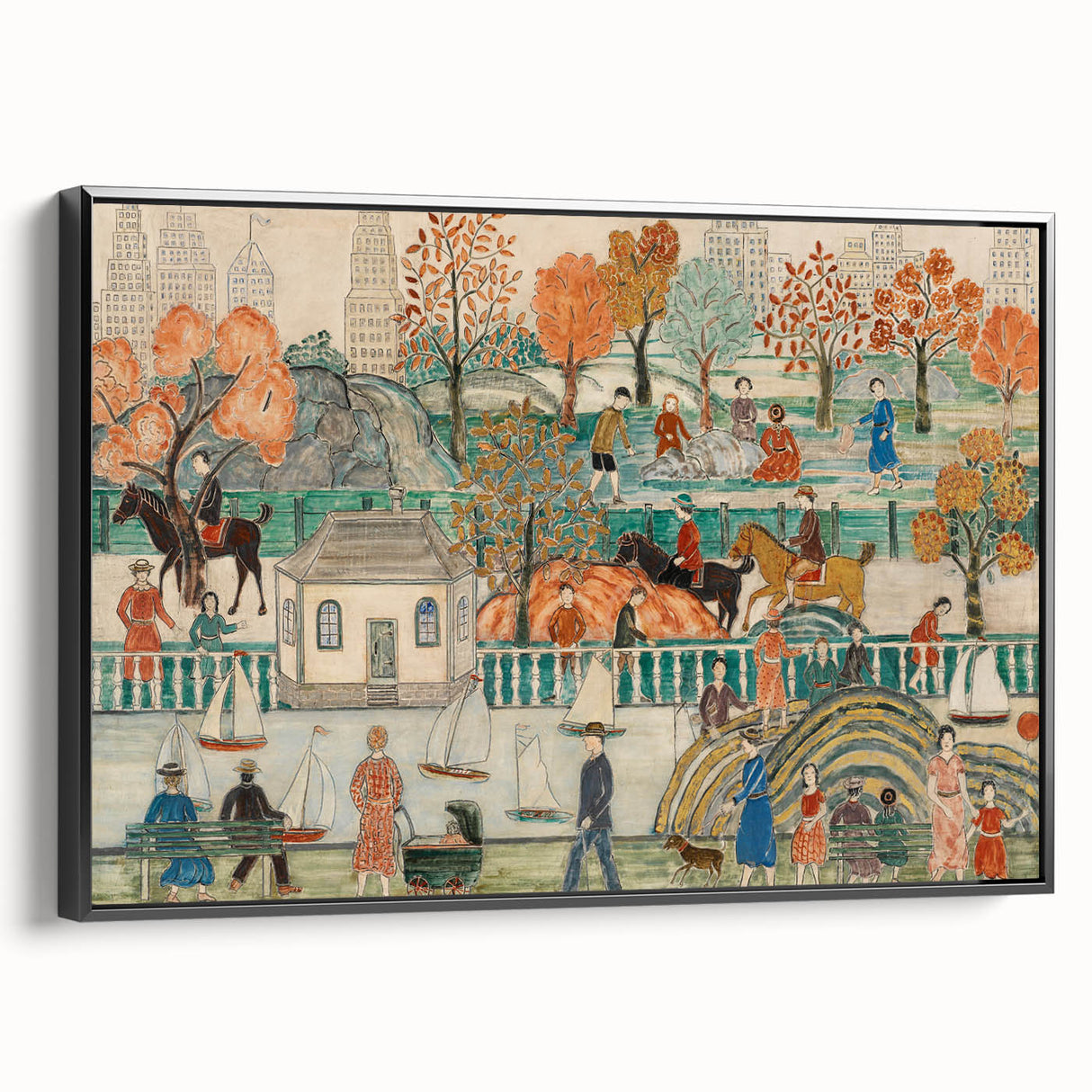 Modern Wall Art: Charming Central Park Scene with Vibrant City Life