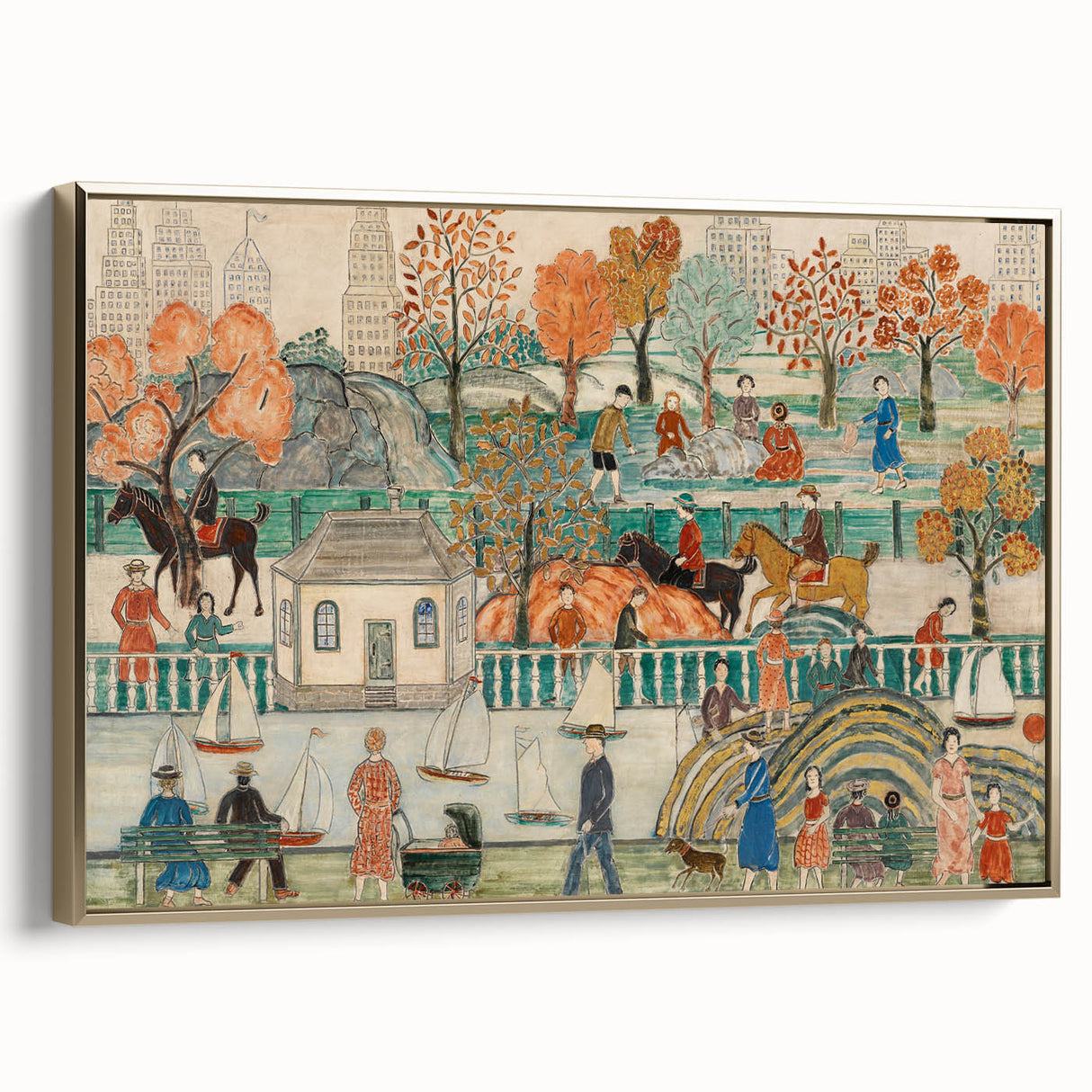 Modern Wall Art: Charming Central Park Scene with Vibrant City Life