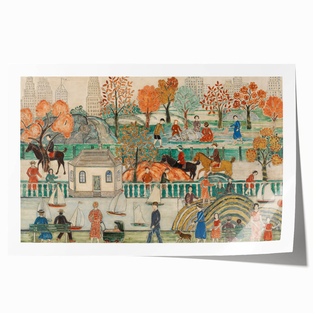 Modern Wall Art: Charming Central Park Scene with Vibrant City Life