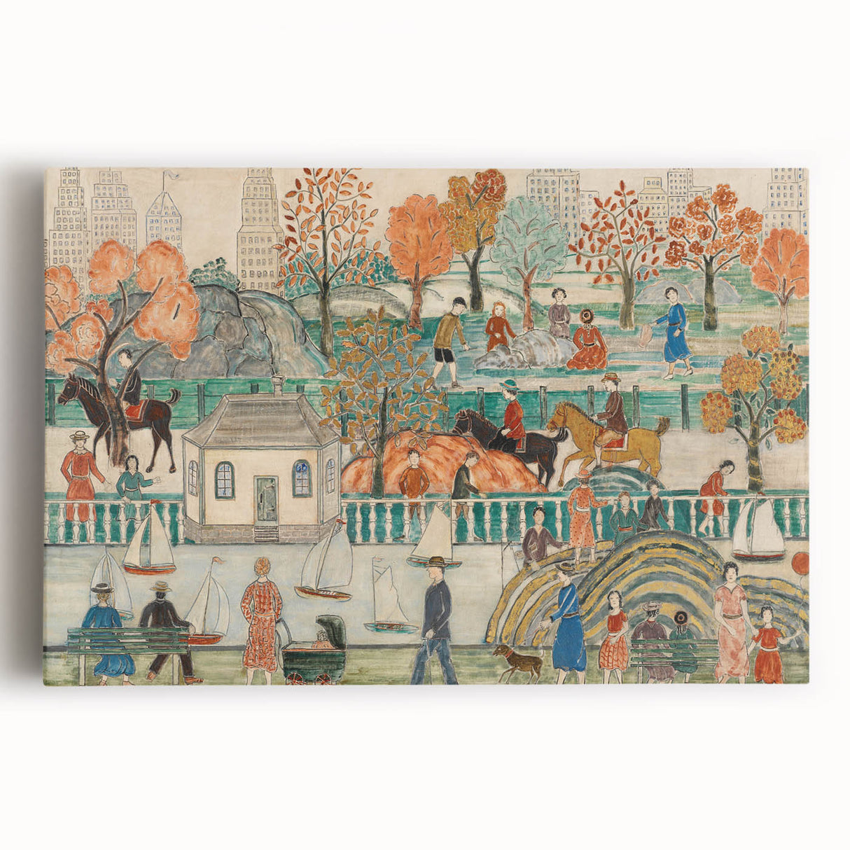 Modern Wall Art: Charming Central Park Scene with Vibrant City Life