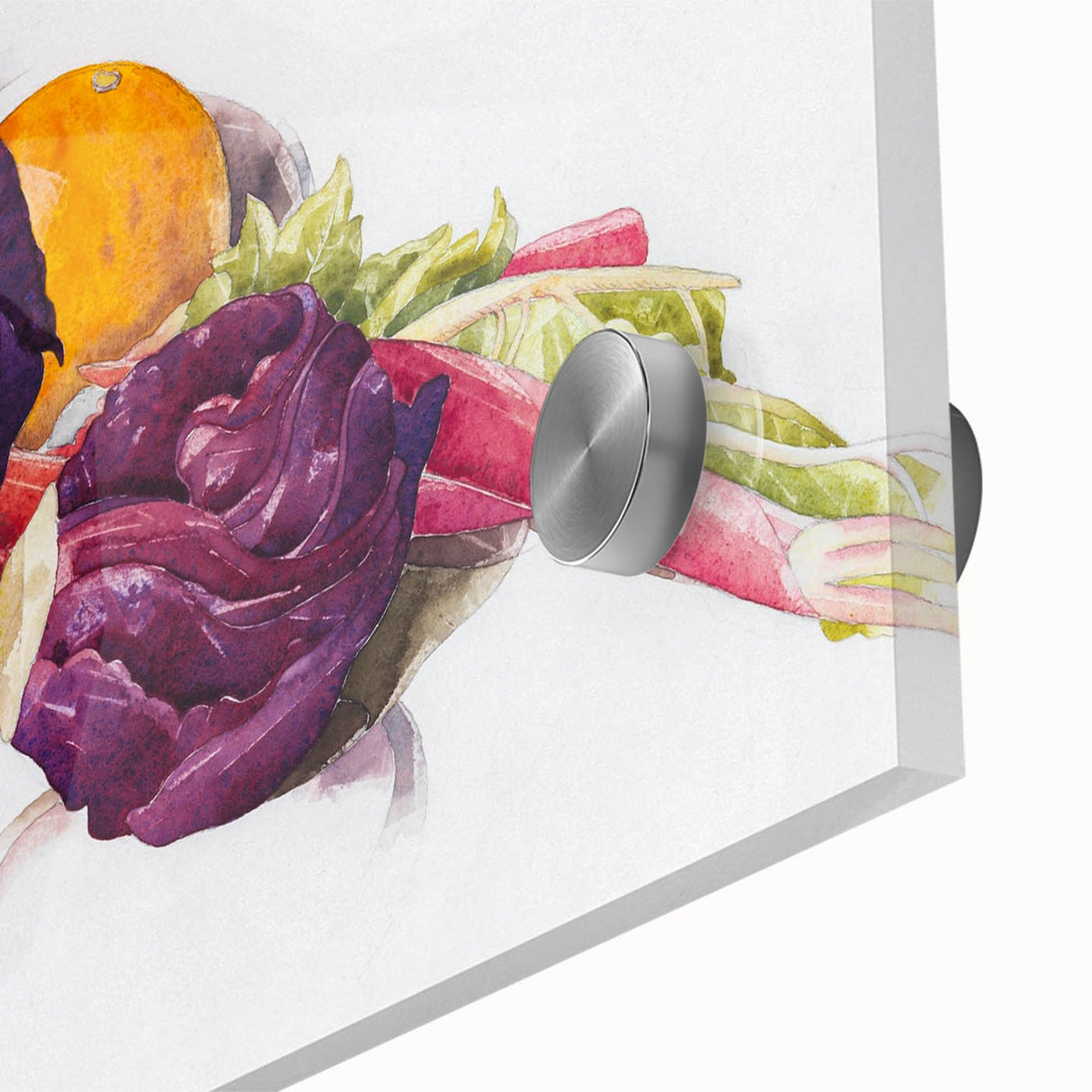 Modern Wall Art: Still Life with Red Cabbages, Rhubarb, and Orange