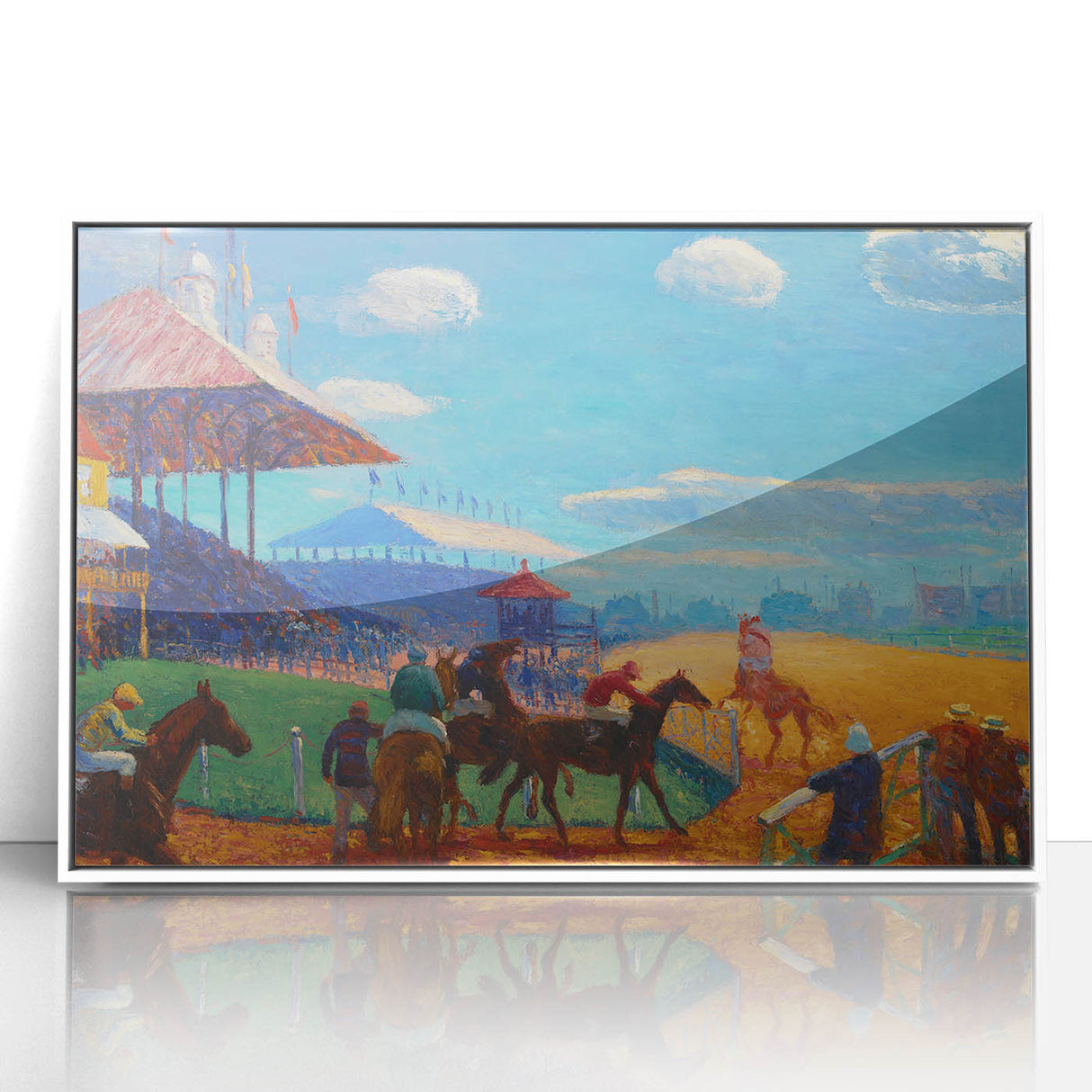 Modern Wall Art: Vibrant Race Track Scene with Dynamic Energy