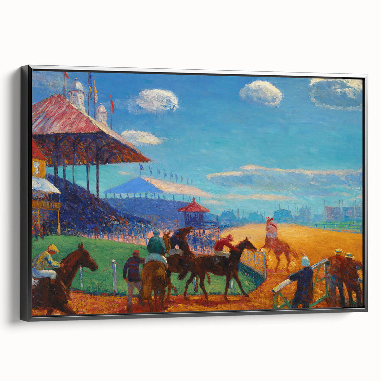 Modern Wall Art: Vibrant Race Track Scene with Dynamic Energy