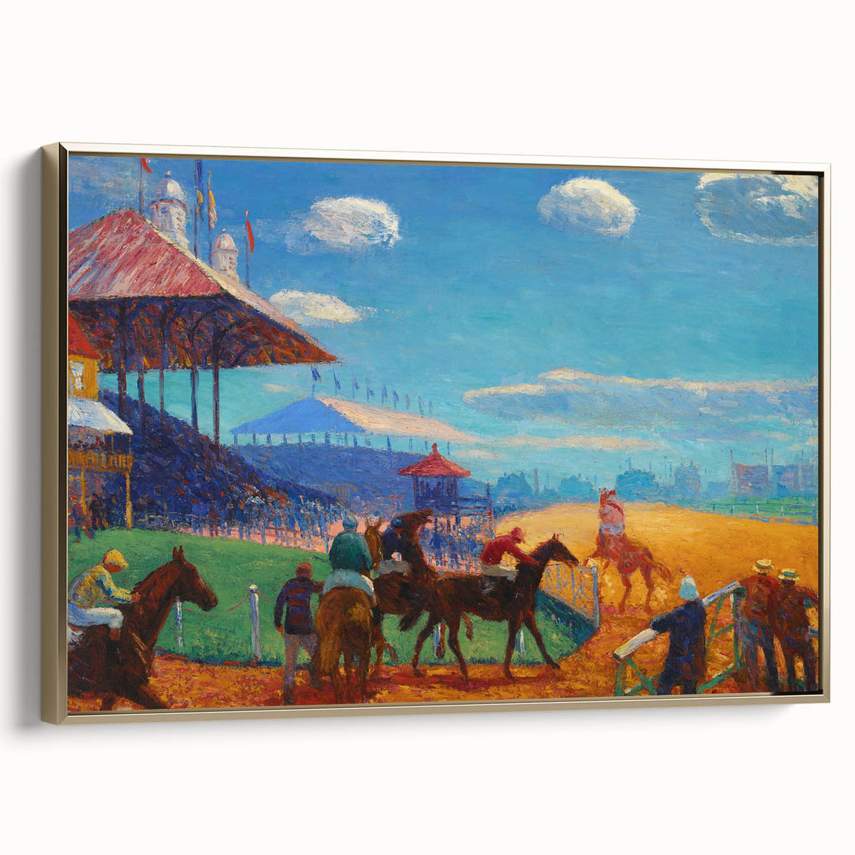 Modern Wall Art: Vibrant Race Track Scene with Dynamic Energy