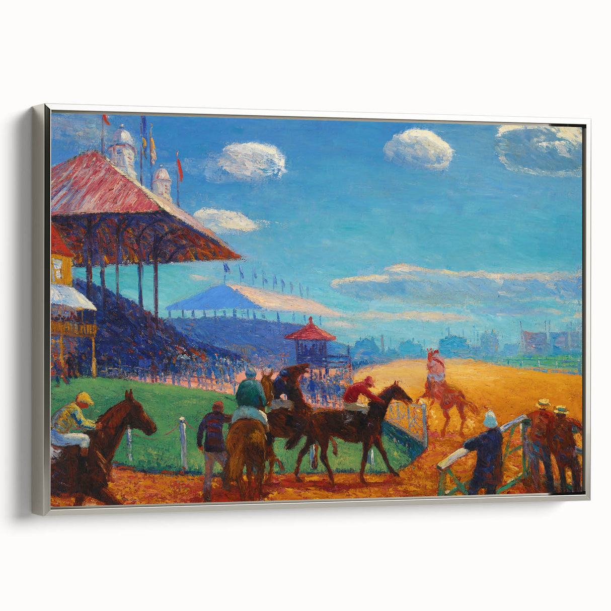 Modern Wall Art: Vibrant Race Track Scene with Dynamic Energy