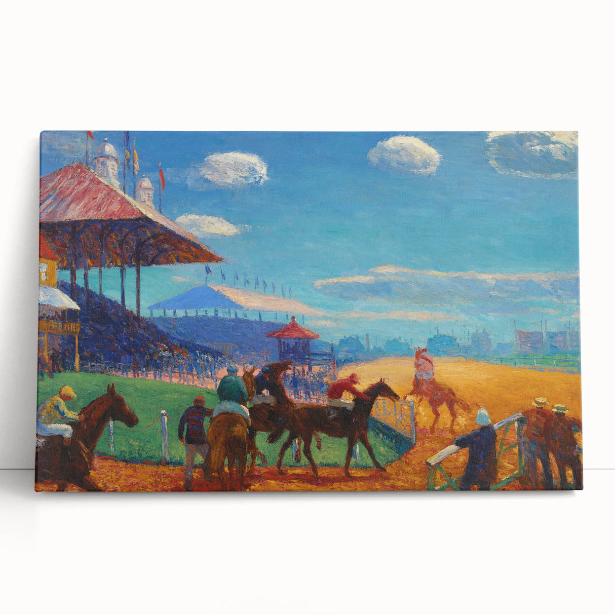 Modern Wall Art: Vibrant Race Track Scene with Dynamic Energy