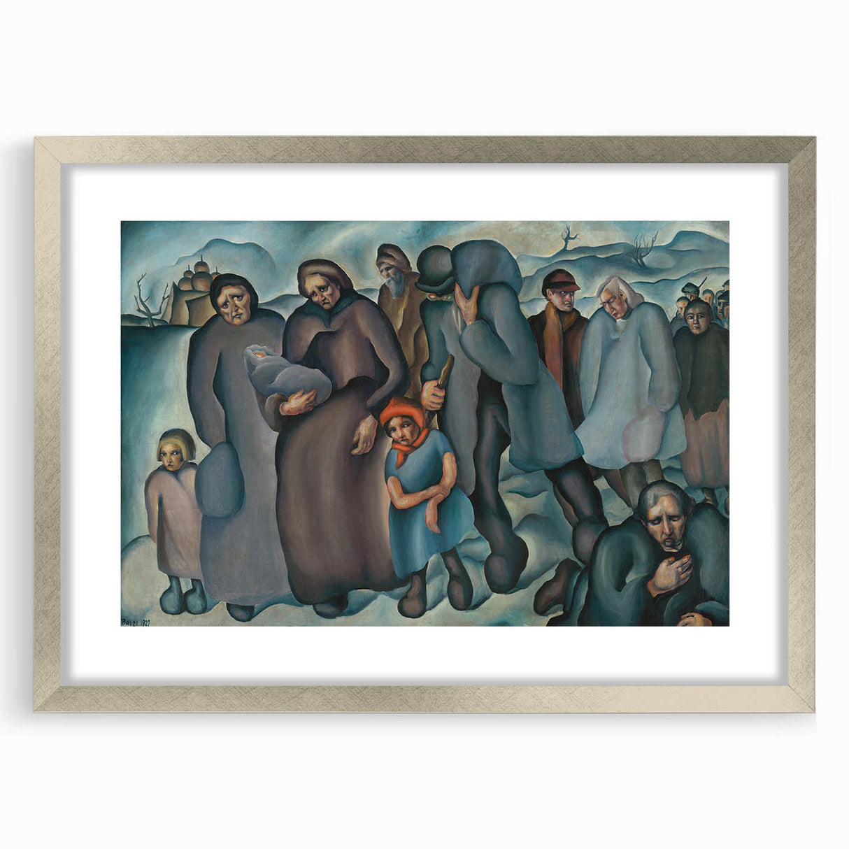 Modern Wall Art: Emotional Depiction of Refugees in Somber Tones