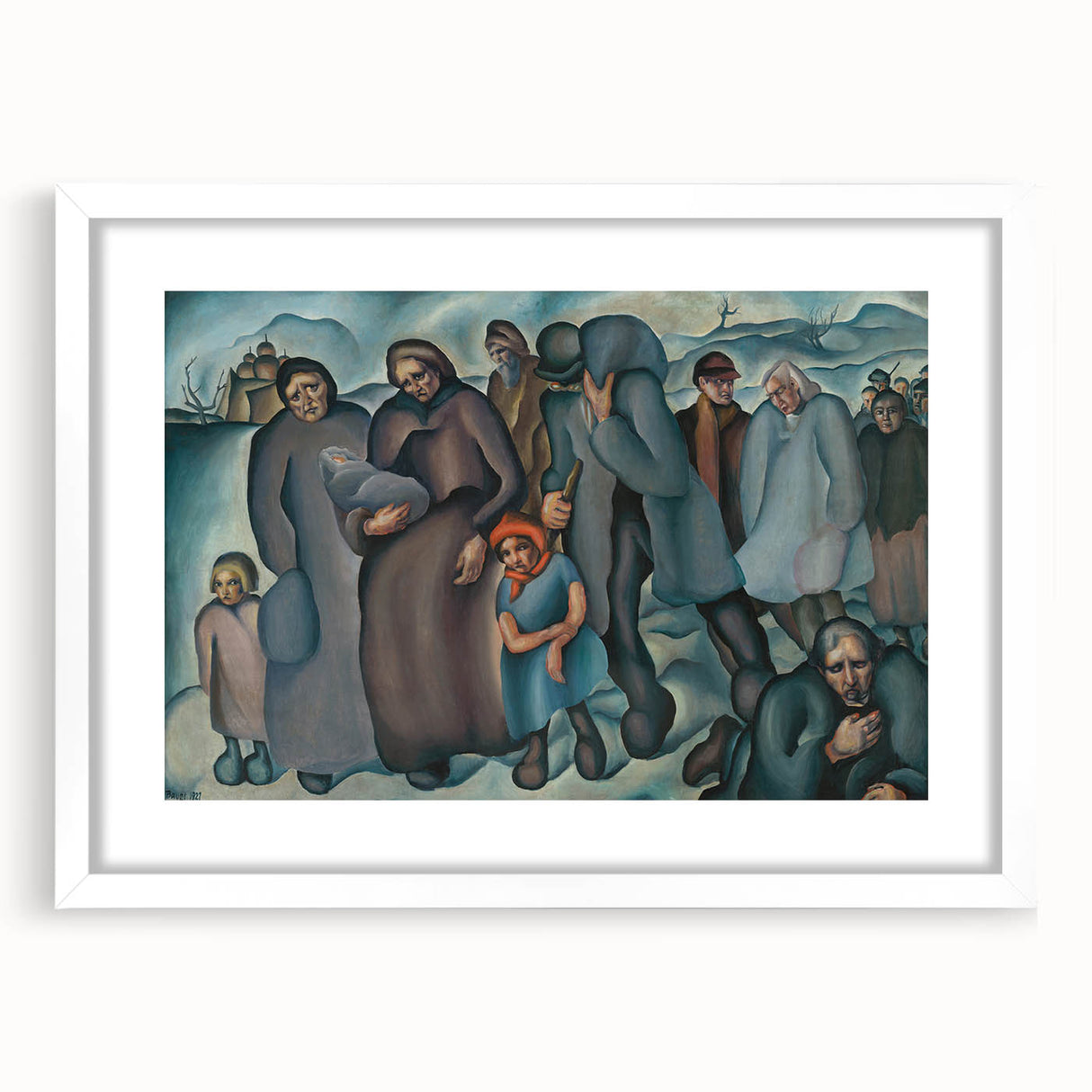Modern Wall Art: Emotional Depiction of Refugees in Somber Tones