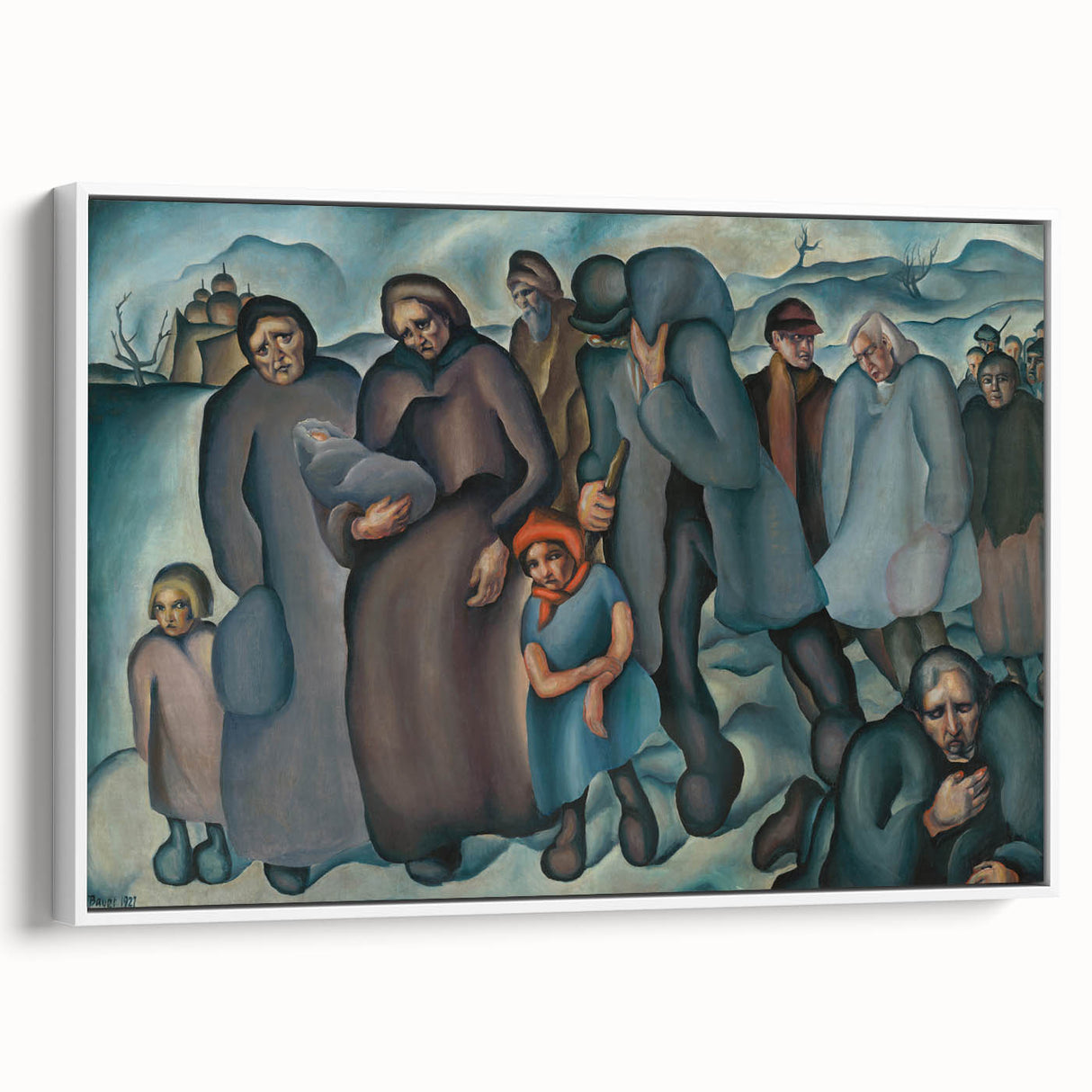 Modern Wall Art: Emotional Depiction of Refugees in Somber Tones