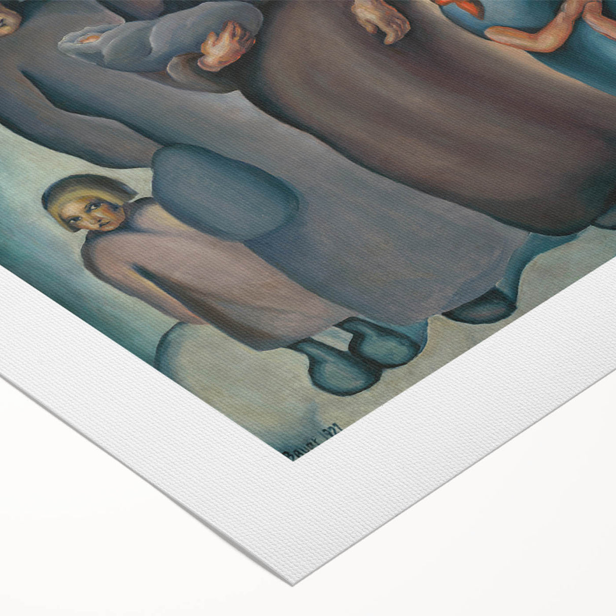 Modern Wall Art: Emotional Depiction of Refugees in Somber Tones