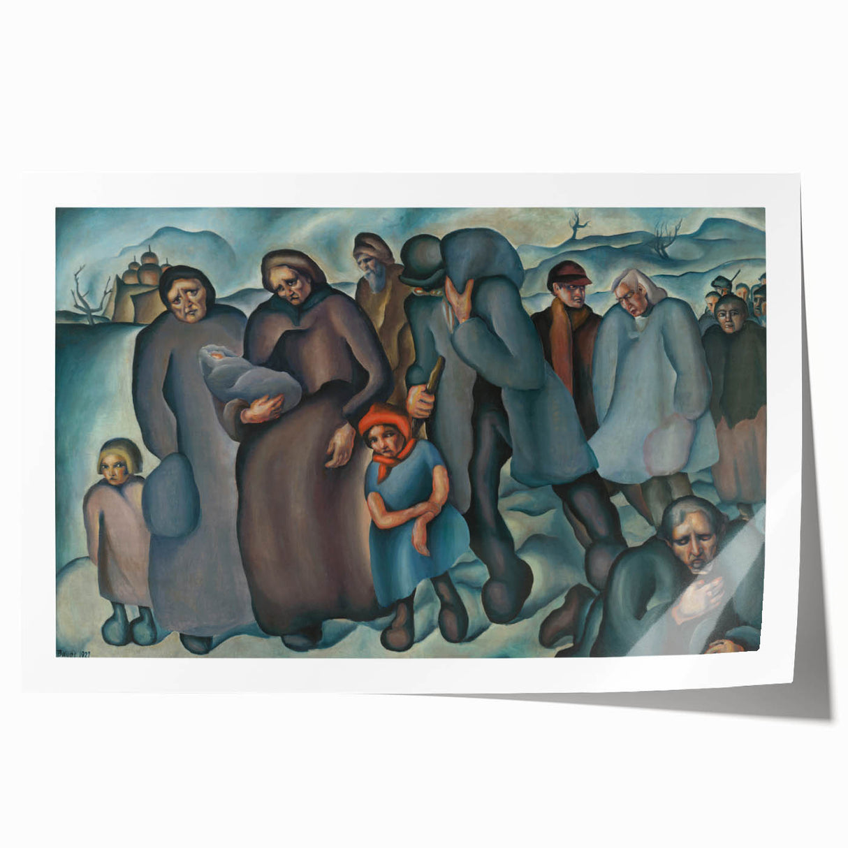 Modern Wall Art: Emotional Depiction of Refugees in Somber Tones