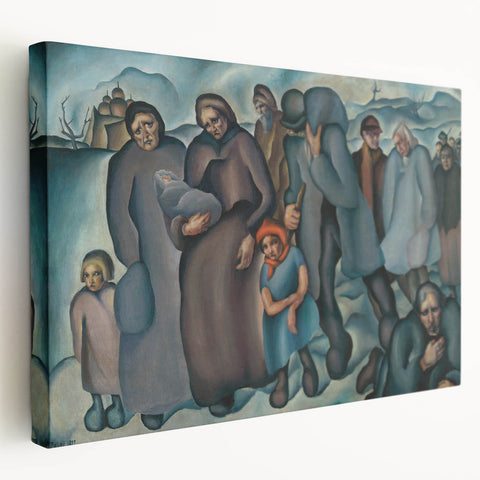 Modern Wall Art: Emotional Depiction of Refugees in Somber Tones