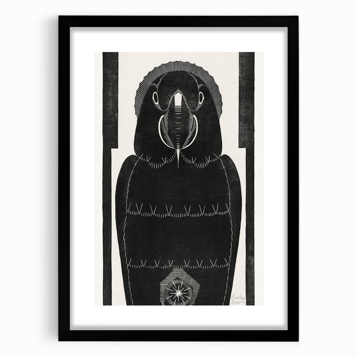 Modern Wall Art - Black and White Abstract Ara Design in Minimalist Style