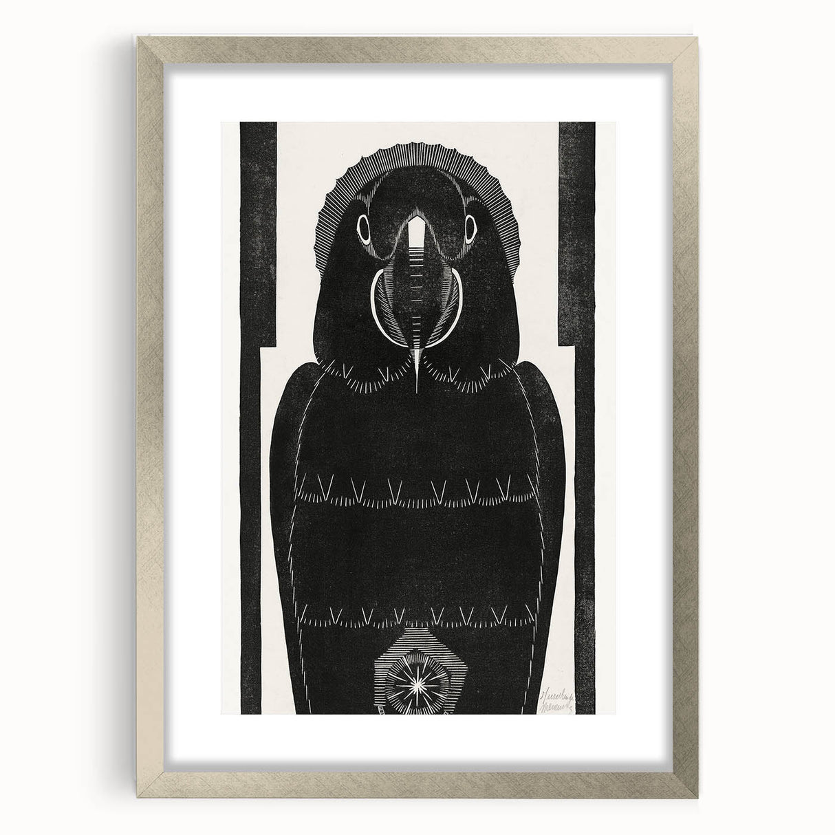 Modern Wall Art - Black and White Abstract Ara Design in Minimalist Style