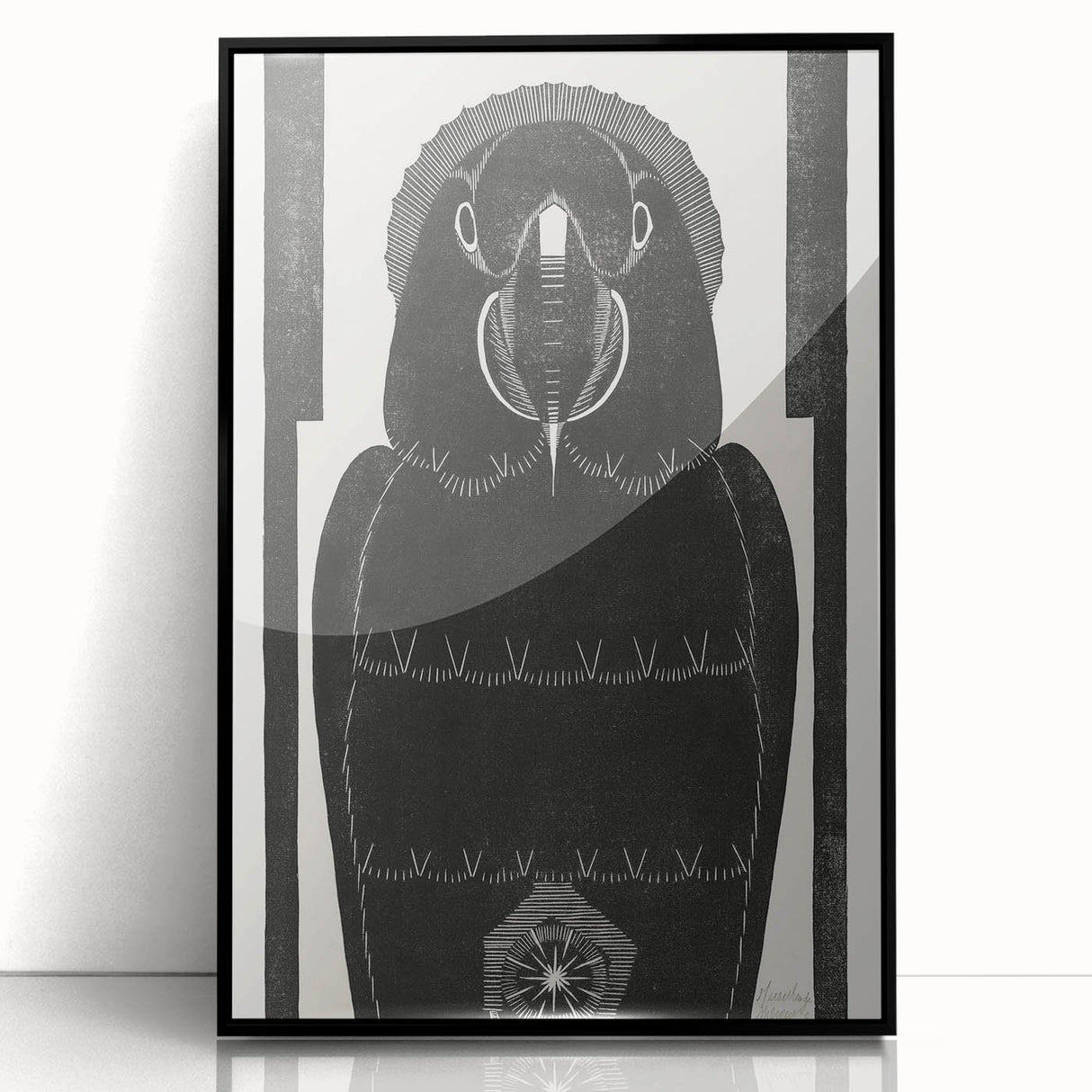 Modern Wall Art - Black and White Abstract Ara Design in Minimalist Style