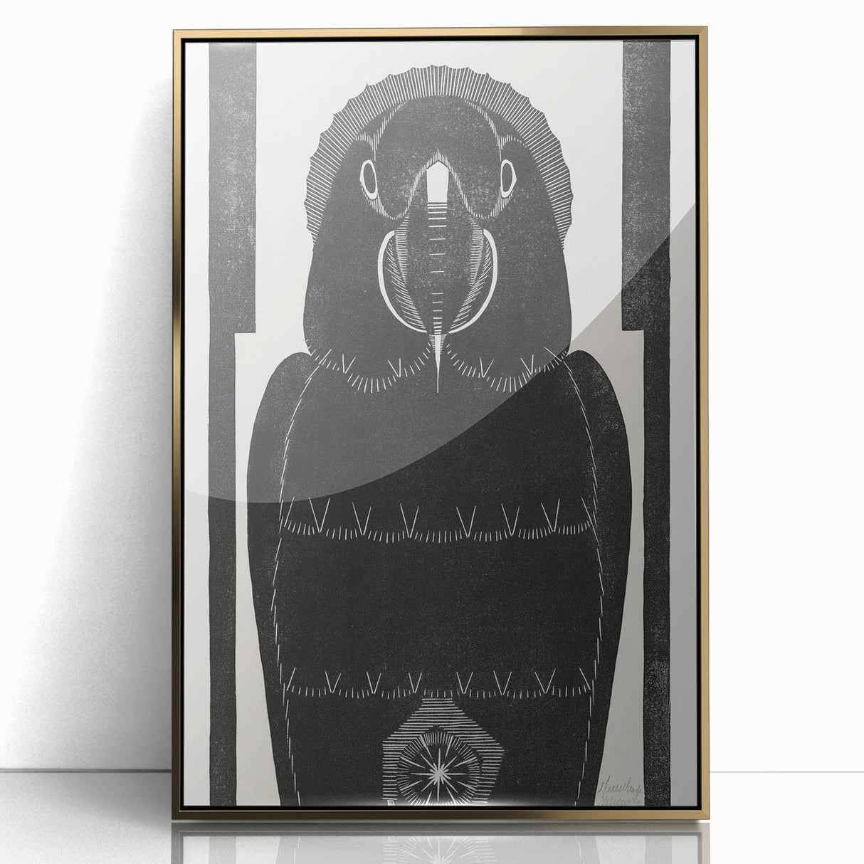 Modern Wall Art - Black and White Abstract Ara Design in Minimalist Style