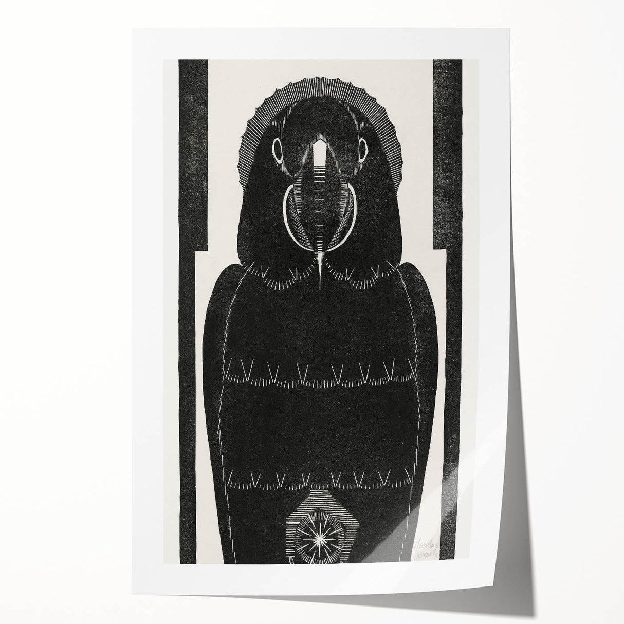 Modern Wall Art - Black and White Abstract Ara Design in Minimalist Style