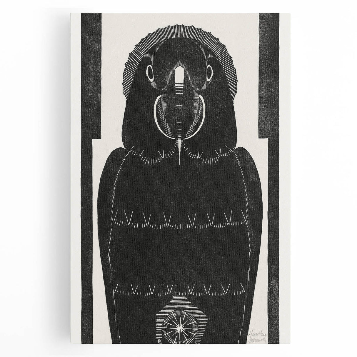 Modern Wall Art - Black and White Abstract Ara Design in Minimalist Style