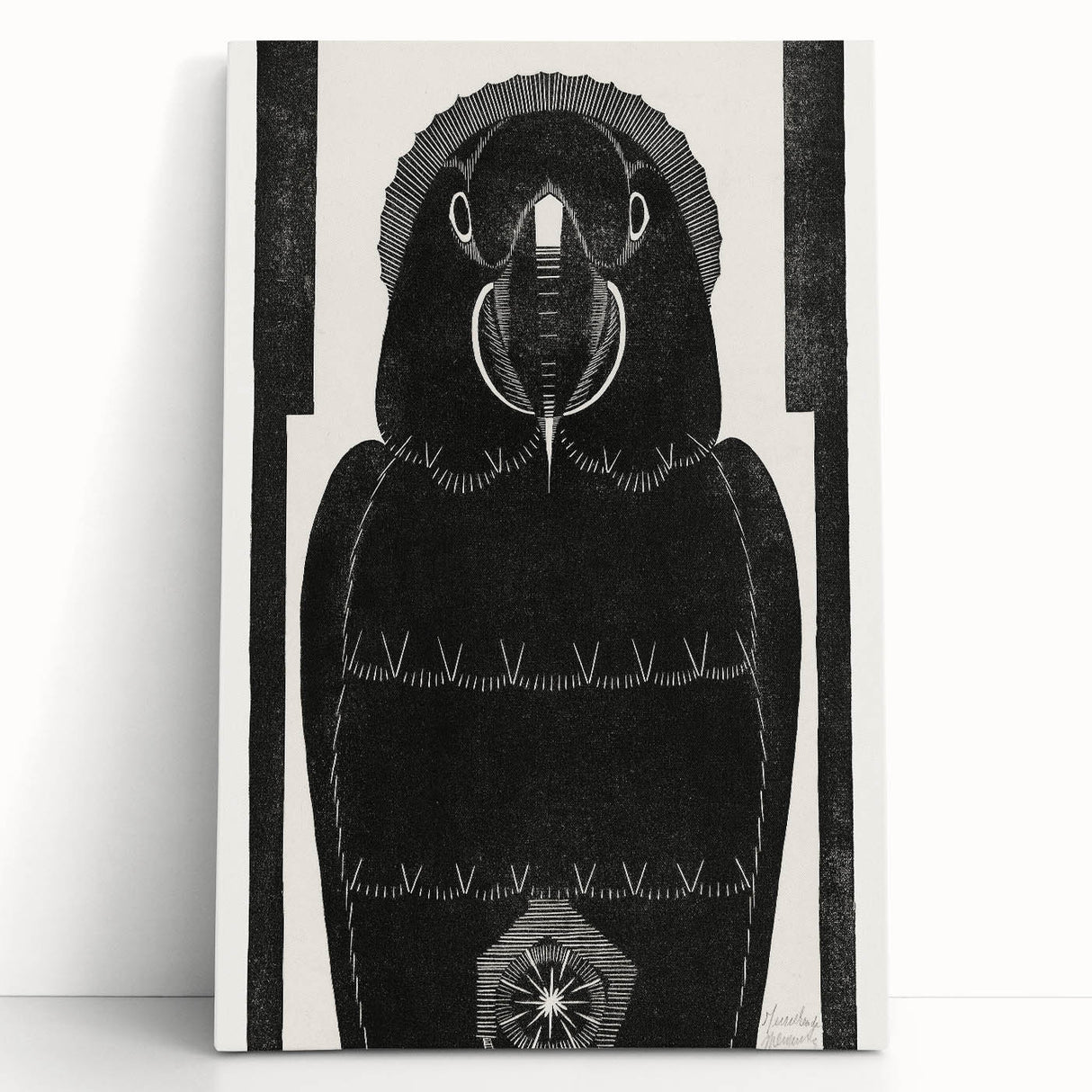 Modern Wall Art - Black and White Abstract Ara Design in Minimalist Style