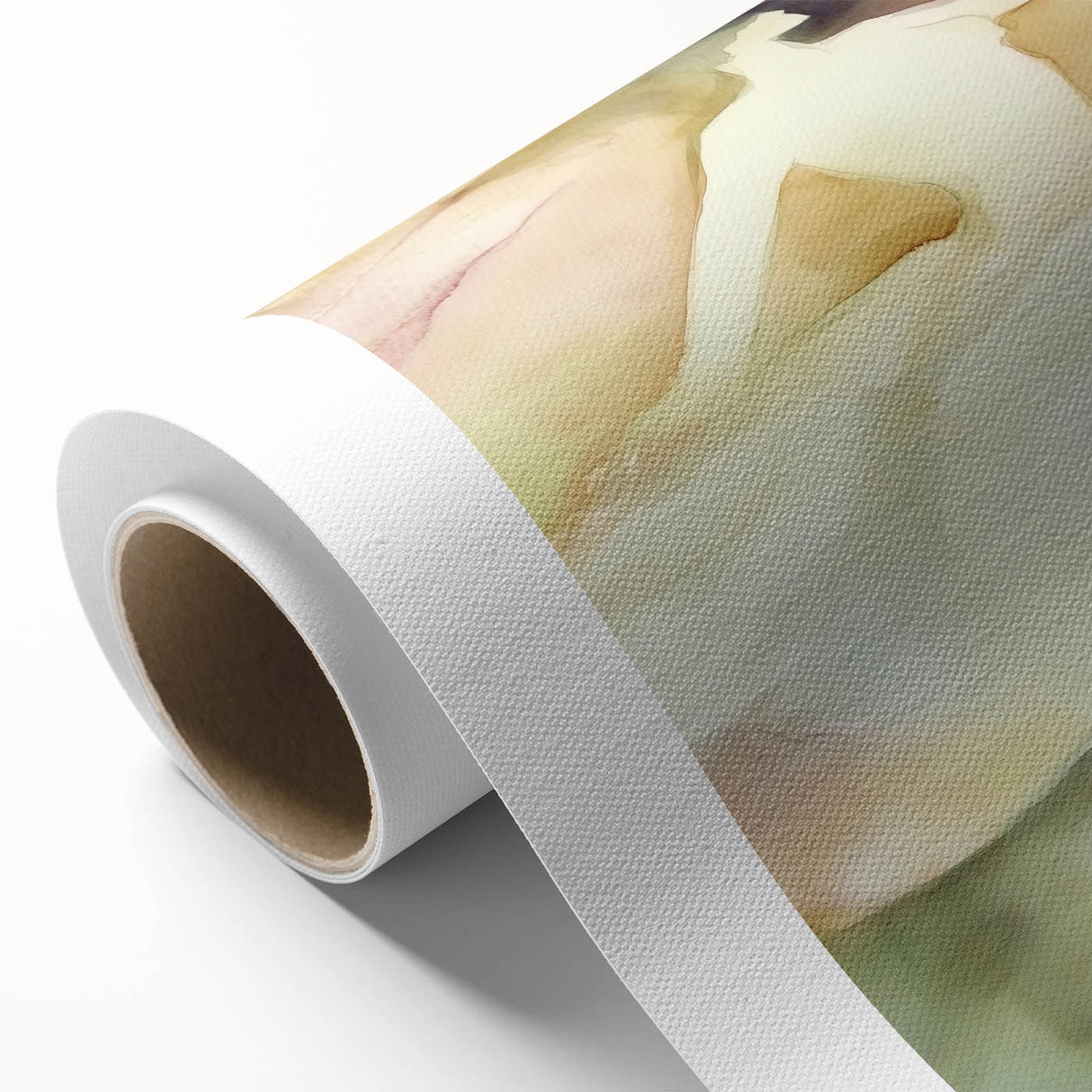 Abstract figurative rolled canvas art showcasing vibrant colors and dynamic shapes, designed to enhance modern interior decor. Packaged securely in a protective tube for safe delivery.