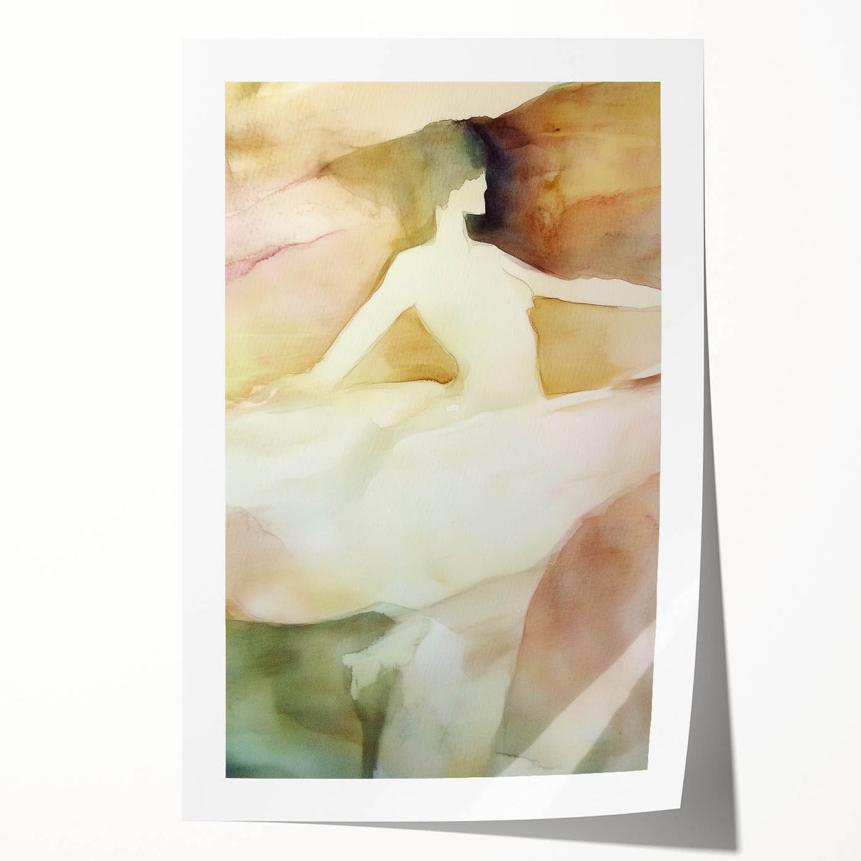 Abstract figurative rolled print showcasing vibrant colors and dynamic shapes, elegantly packaged in a protective cardboard tube for easy display.