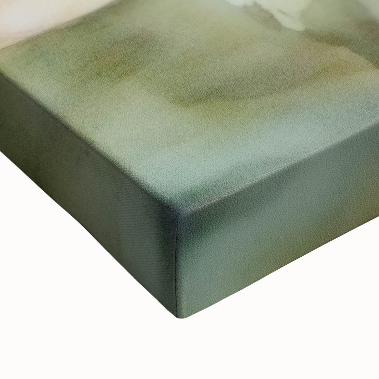 Close-up view of an abstract figurative stretched canvas artwork showcasing vibrant colors and intricate patterns, perfect for modern home decor or art enthusiasts.