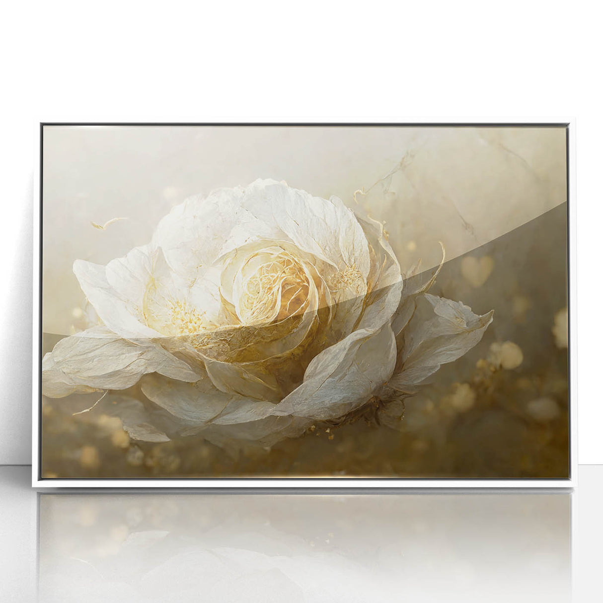 Framed abstract floral wall art with vibrant colors and intricate designs, set against a sleek white background, perfect for modern home decor and artistic elegance.