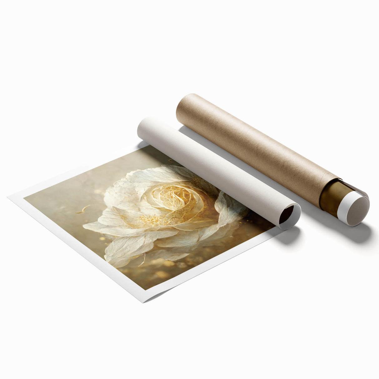 Vibrant abstract floral wall art print showcasing bold colors and intricate designs, rolled and ready for display, perfect for modern home décor.