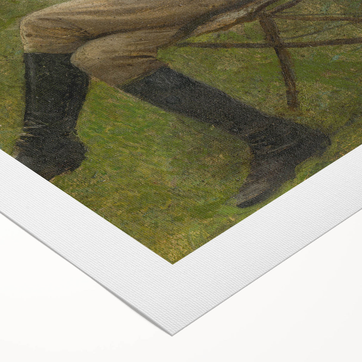 Modern Wall Art - Seated Man with Dog in Serene Outdoor Setting