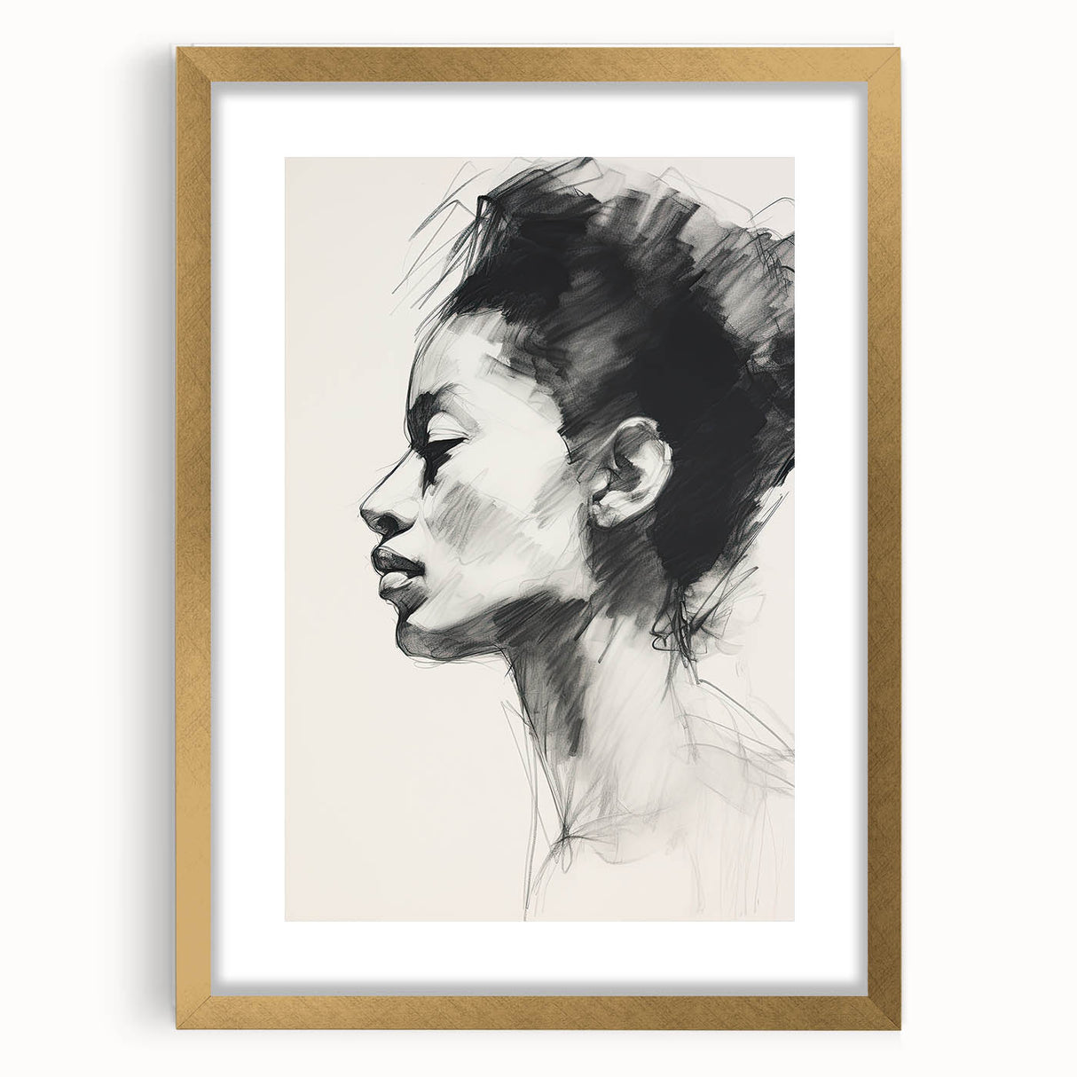 Dining Room Wall Art – Elegant Black & White Portrait Sketch