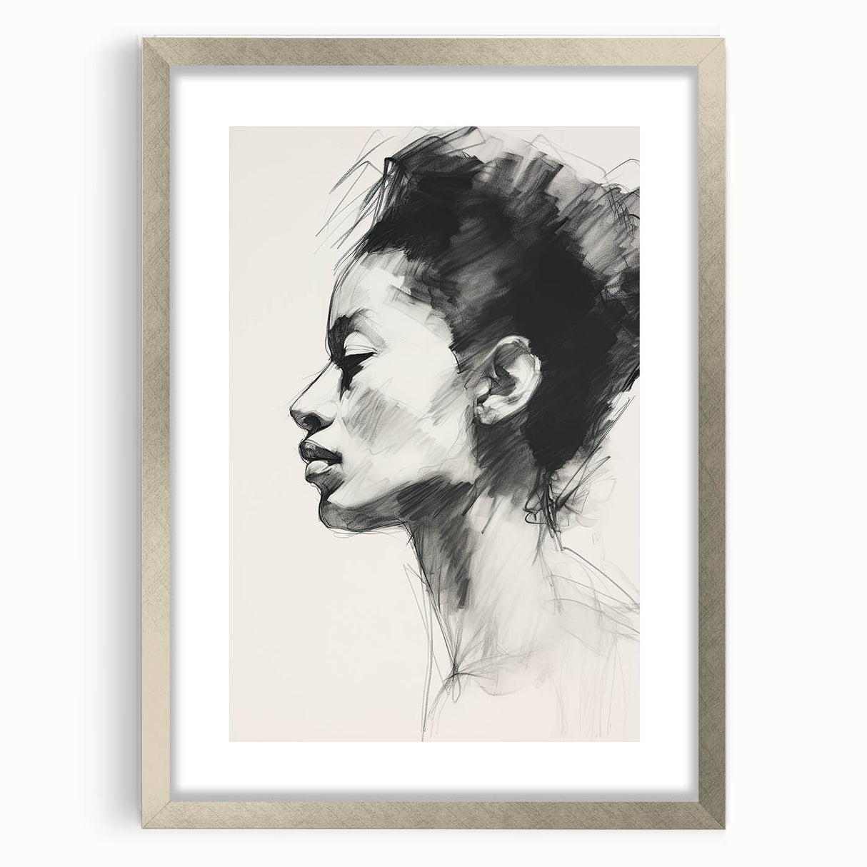 Dining Room Wall Art – Elegant Black & White Portrait Sketch