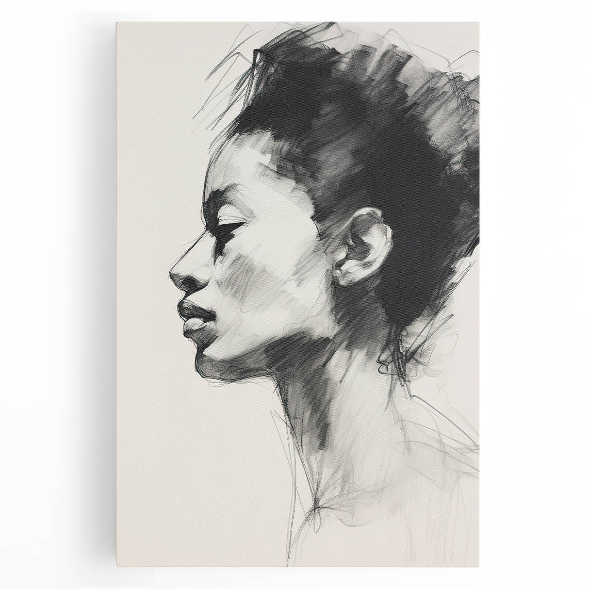Dining Room Wall Art – Elegant Black & White Portrait Sketch
