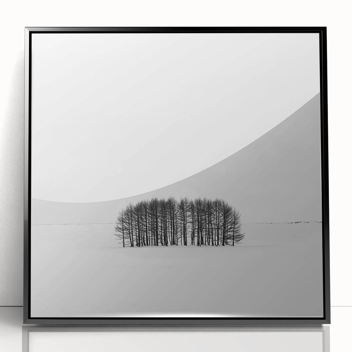 Framed Office Art – Minimalist Black and White Winter Scene