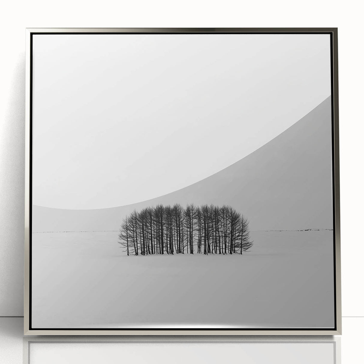 Framed Office Art – Minimalist Black and White Winter Scene