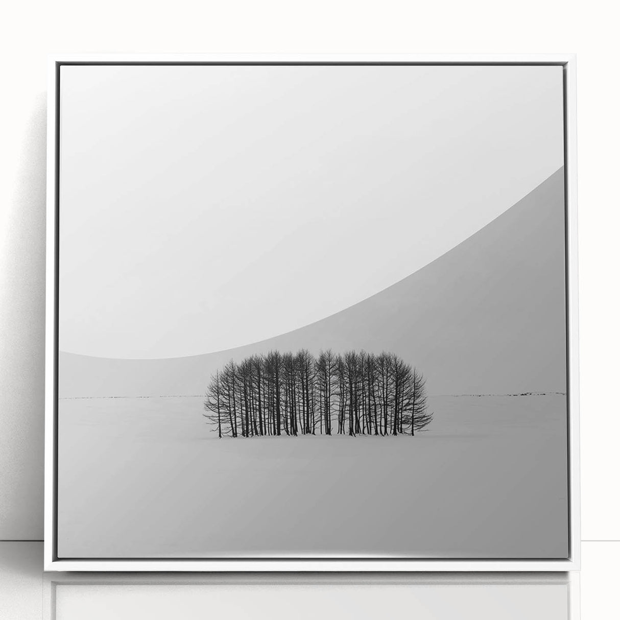 Framed Office Art – Minimalist Black and White Winter Scene