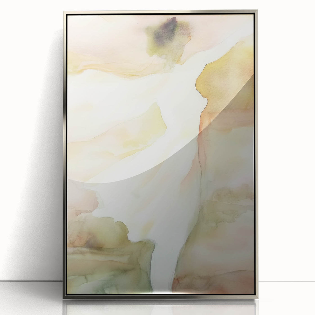 Framed abstract figurative art piece featuring a silver acrylic finish, showcasing a modern design that enhances contemporary decor. Perfect for elegant living spaces.