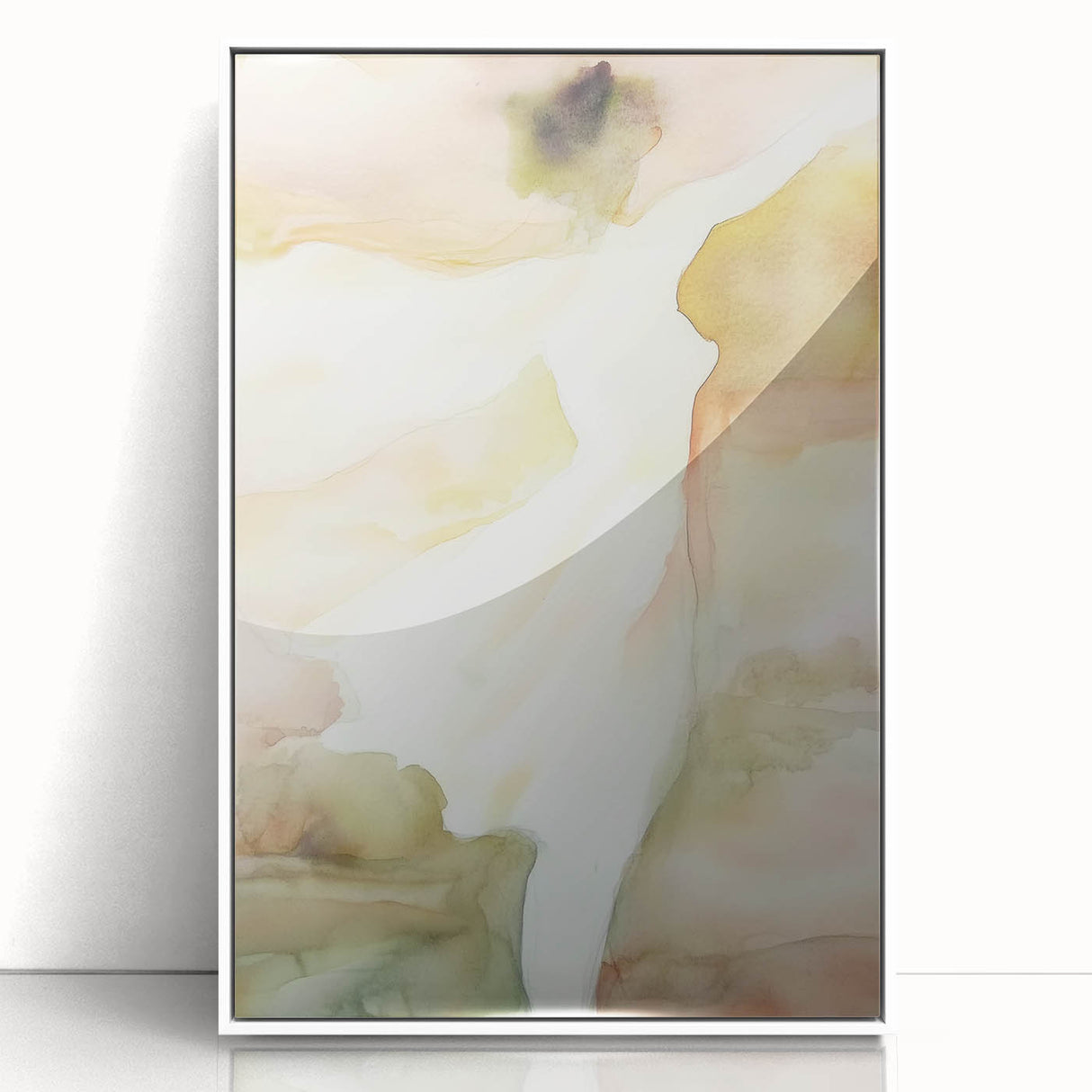 Framed abstract figurative acrylic artwork showcasing a modern white design, perfect for contemporary home decor, enhancing any living space with elegance.