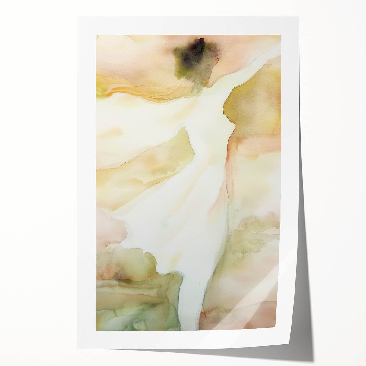 Abstract figurative rolled canvas print showcasing vibrant colors and dynamic shapes, elegantly packaged in a protective cardboard tube for safe delivery. Ideal for modern home decor enthusiasts.